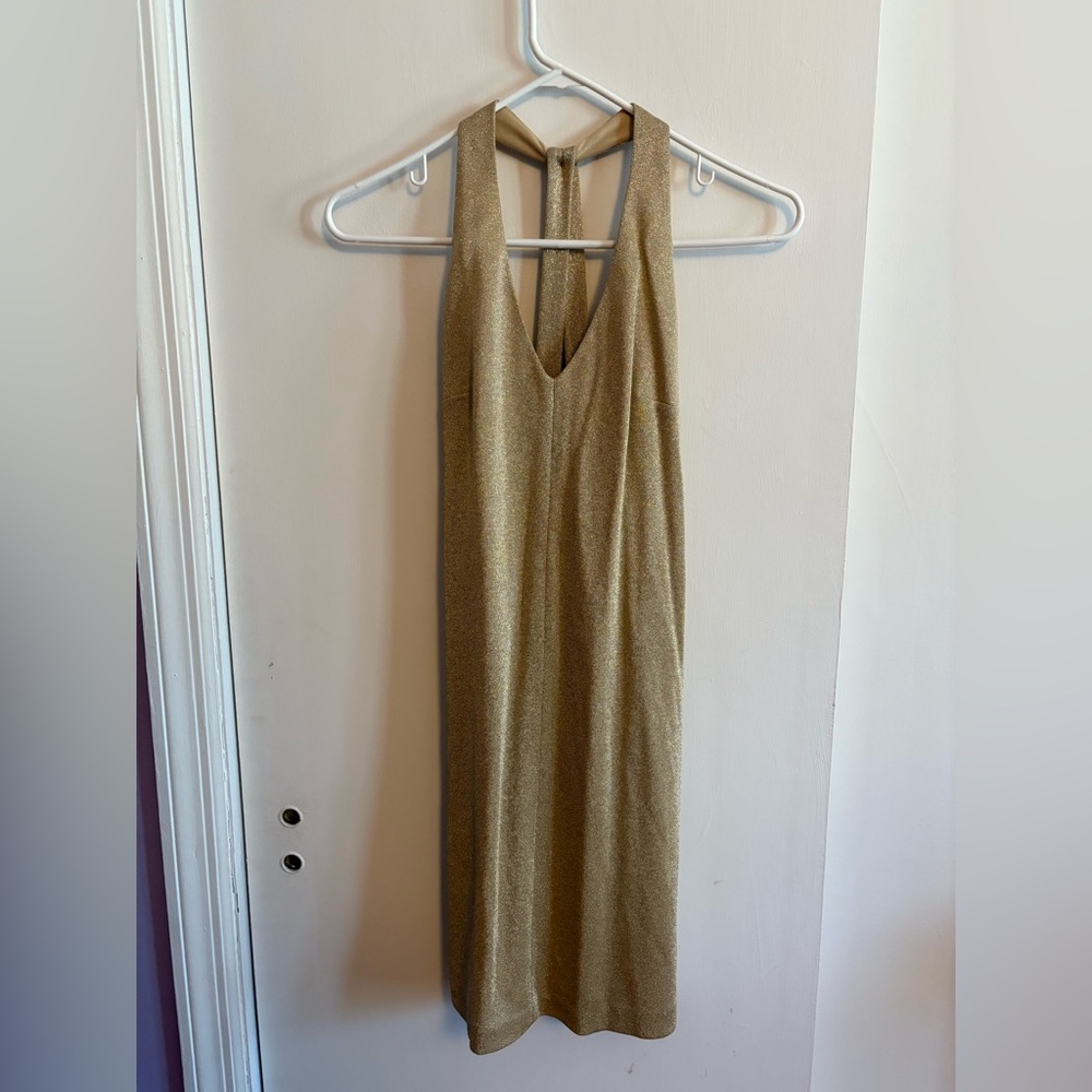 Gold Shimmer Halter mini Dress